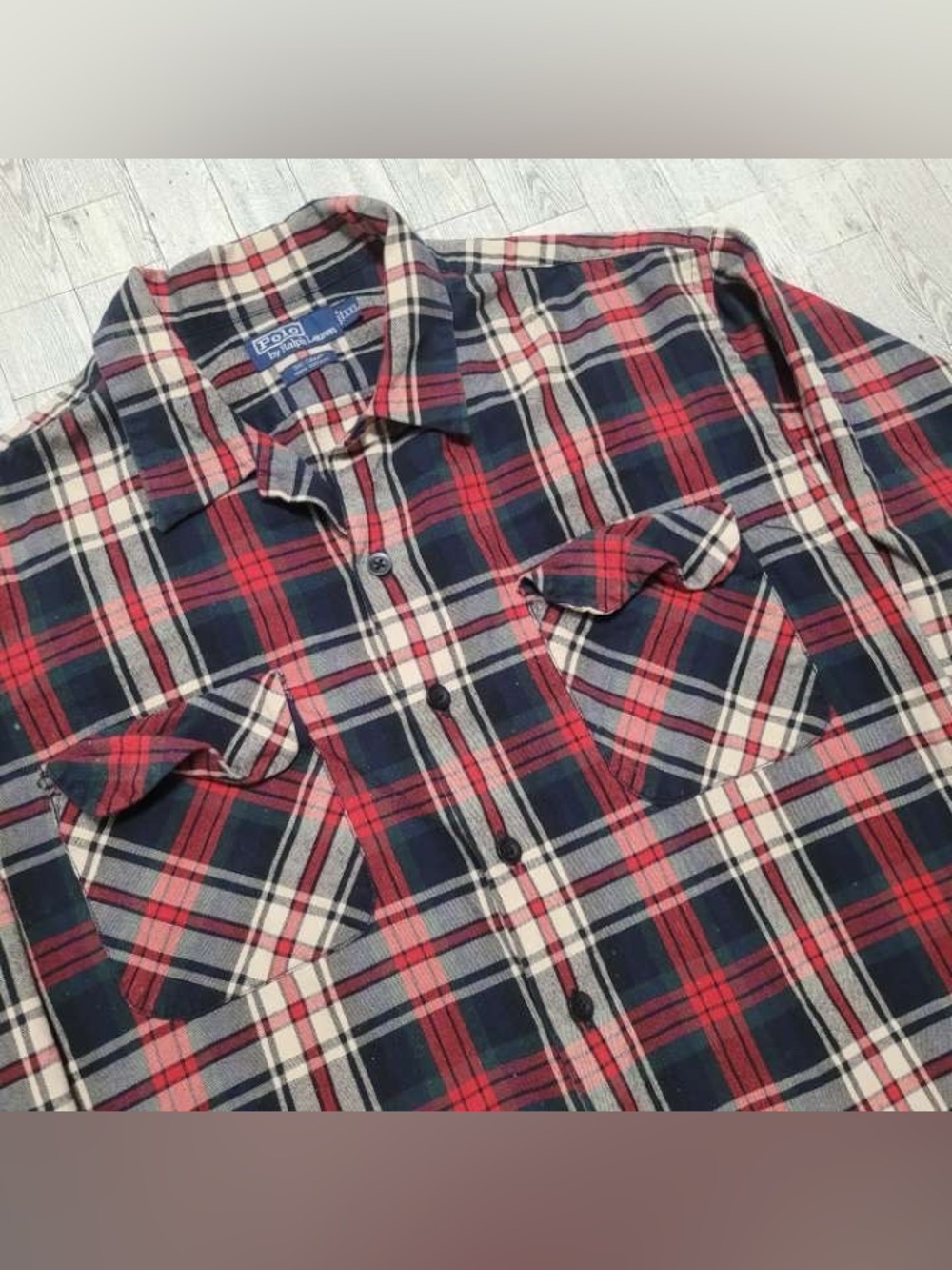 Polo Ralph Lauren Ski Camp Red Blue Plaid Double Pocket Flannel Shirt Men's XXL